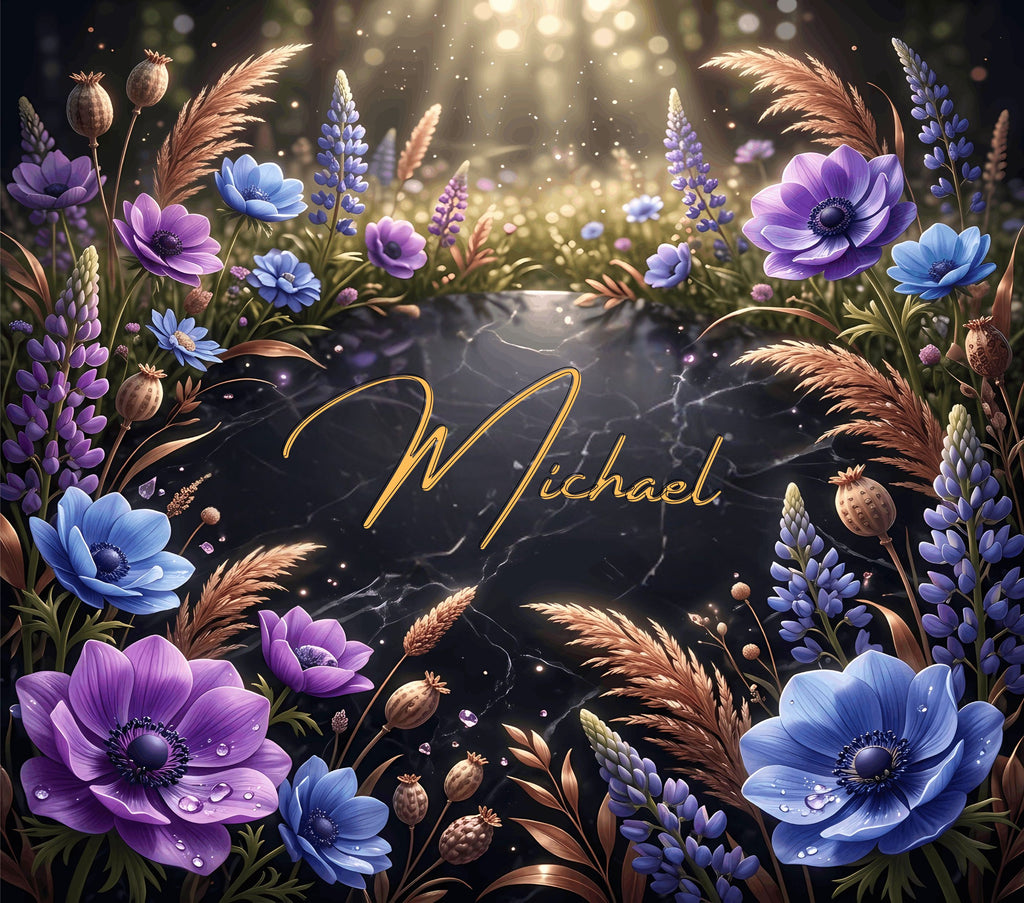 Moonlit Meadow Floral Personalized Tumbler
