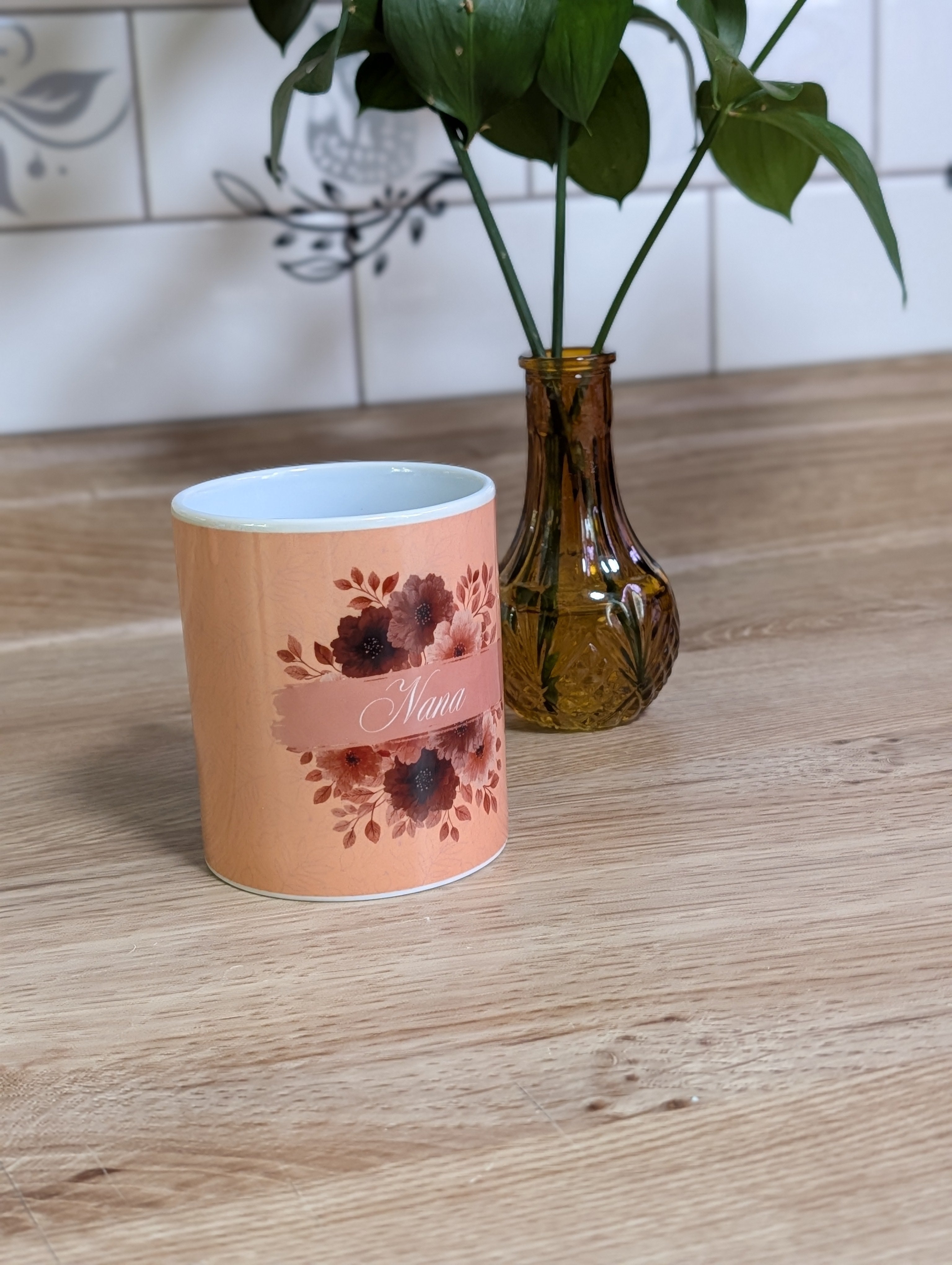 Personalized Fall Floral Mug side view