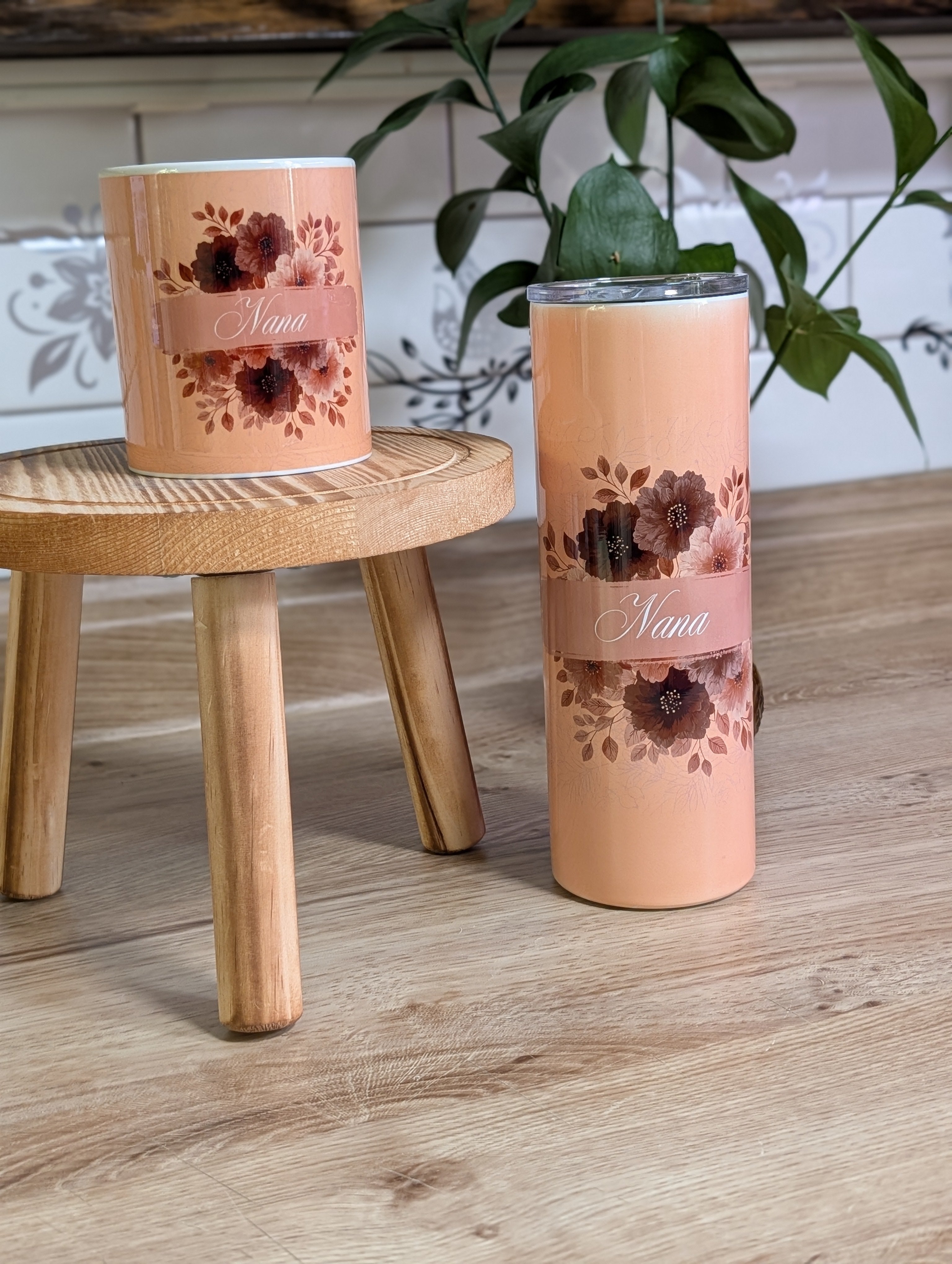 Personalized Fall Floral Tumbler and Mug set