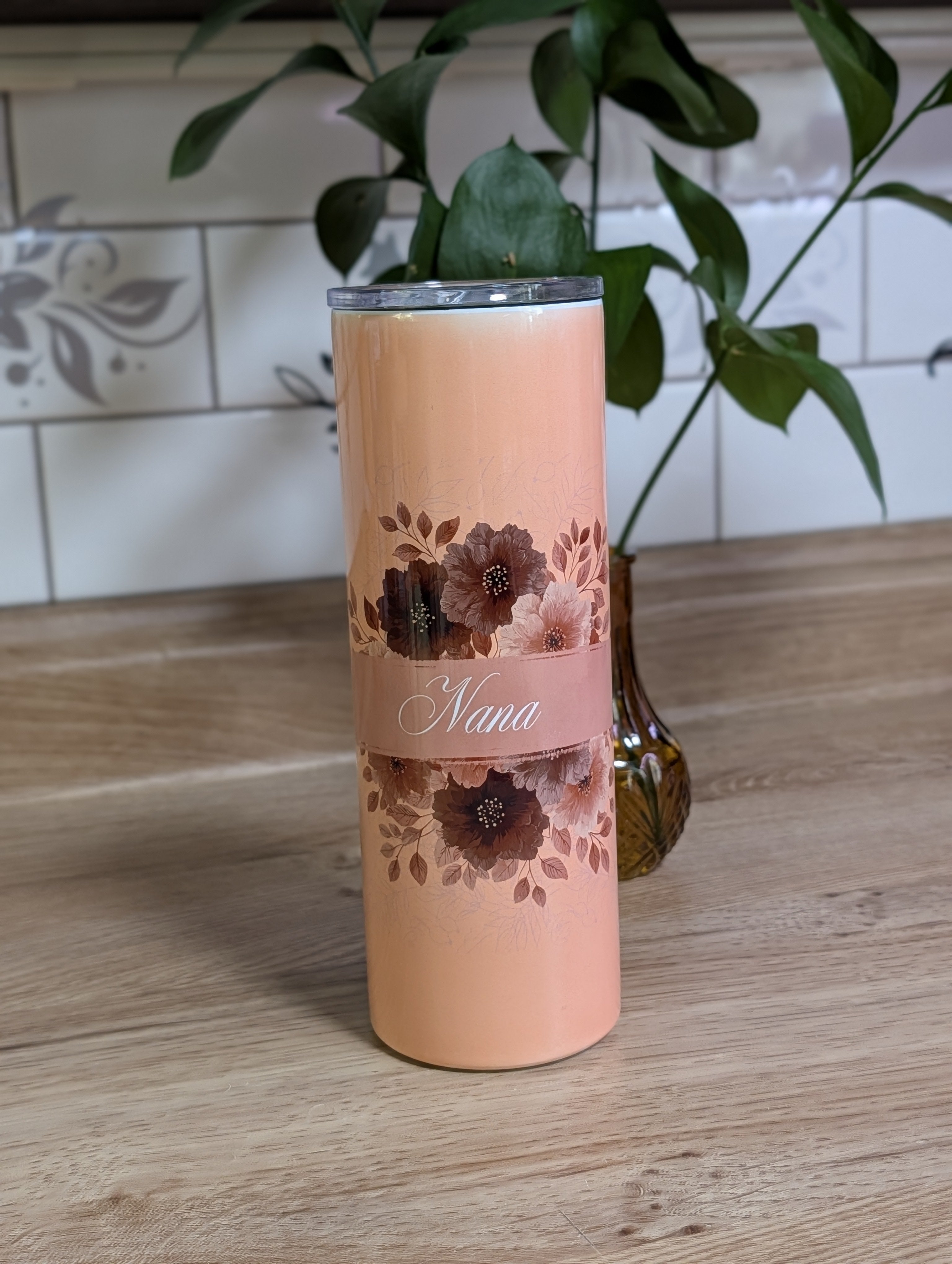 Personalized Fall Floral Tumbler close up