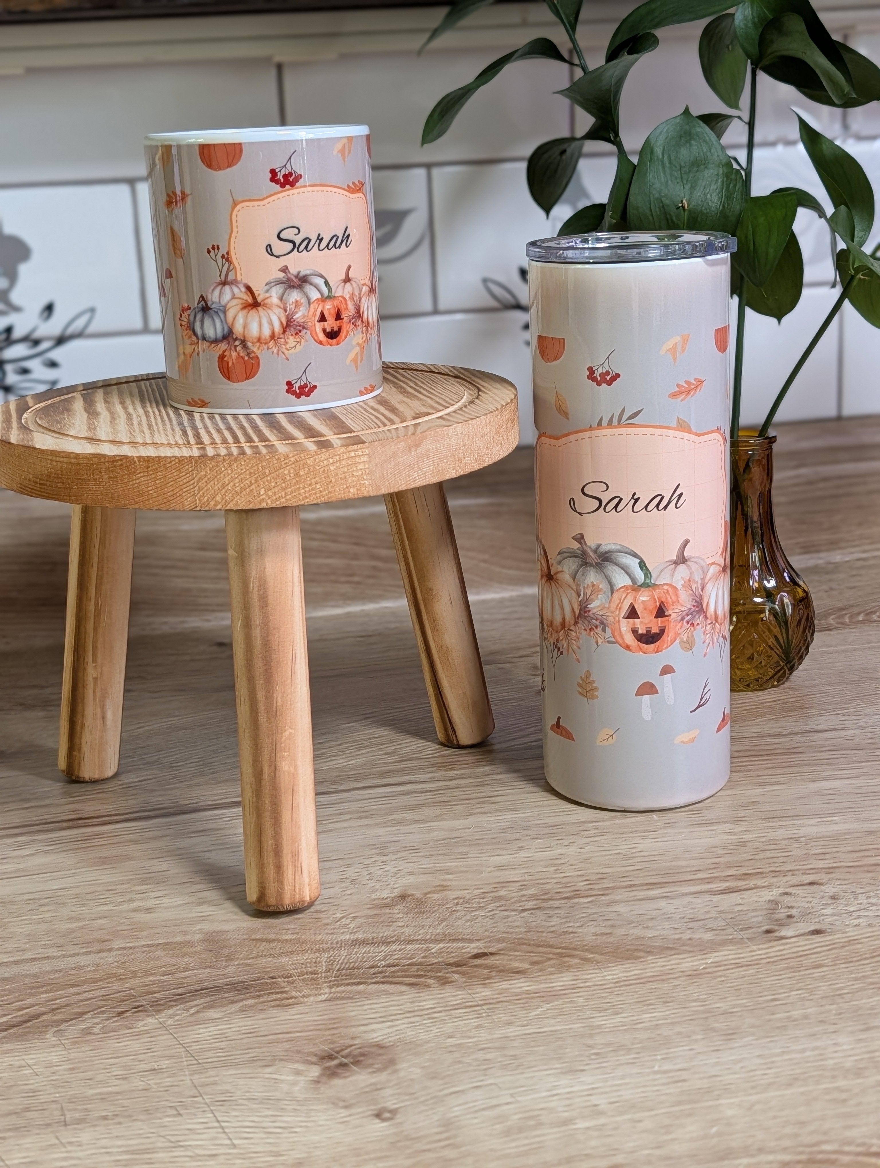 Personalized Pumpkin Patch Tumbler and Mug set