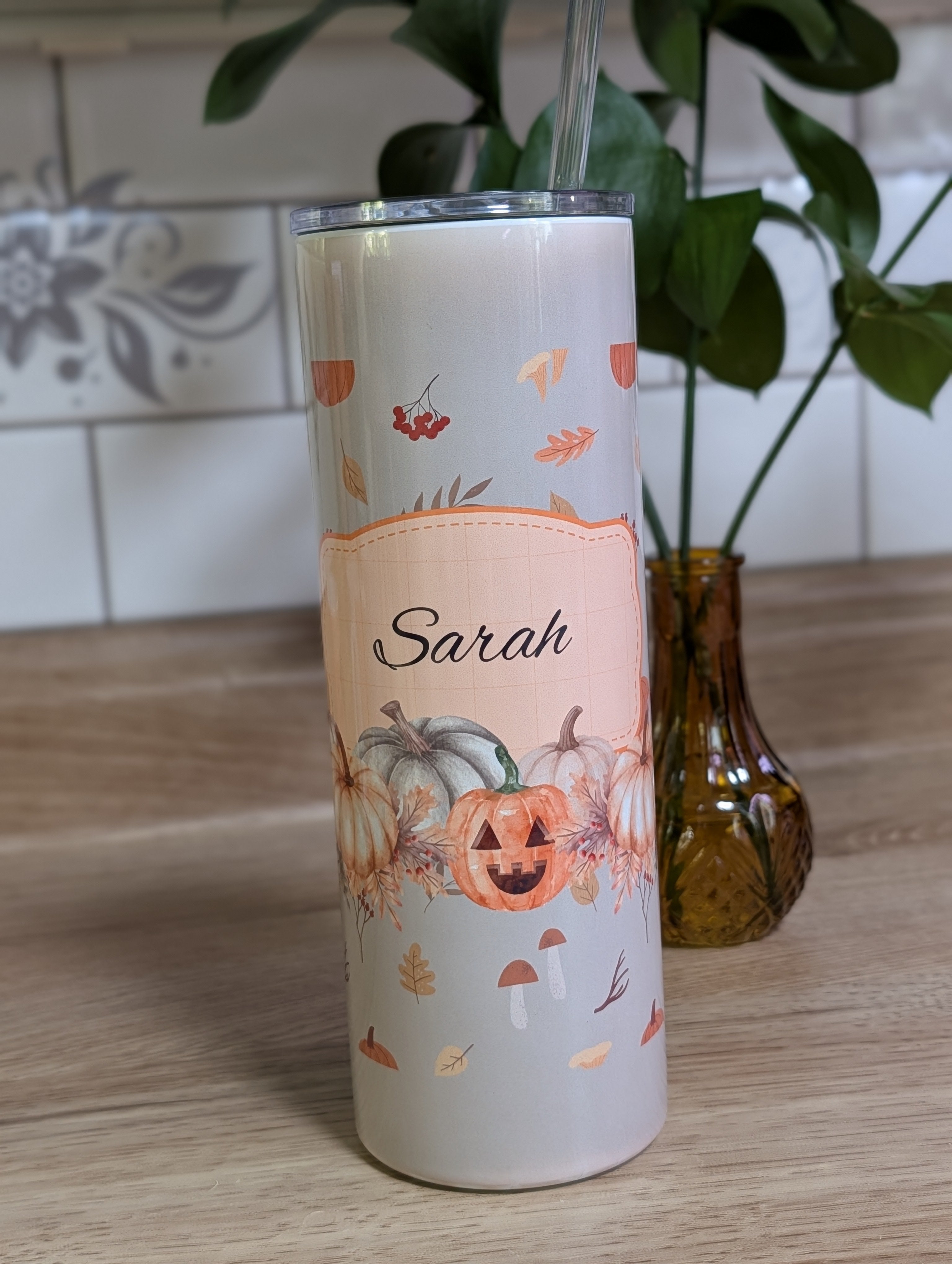 Personalized Pumpkin Patch Tumbler front view