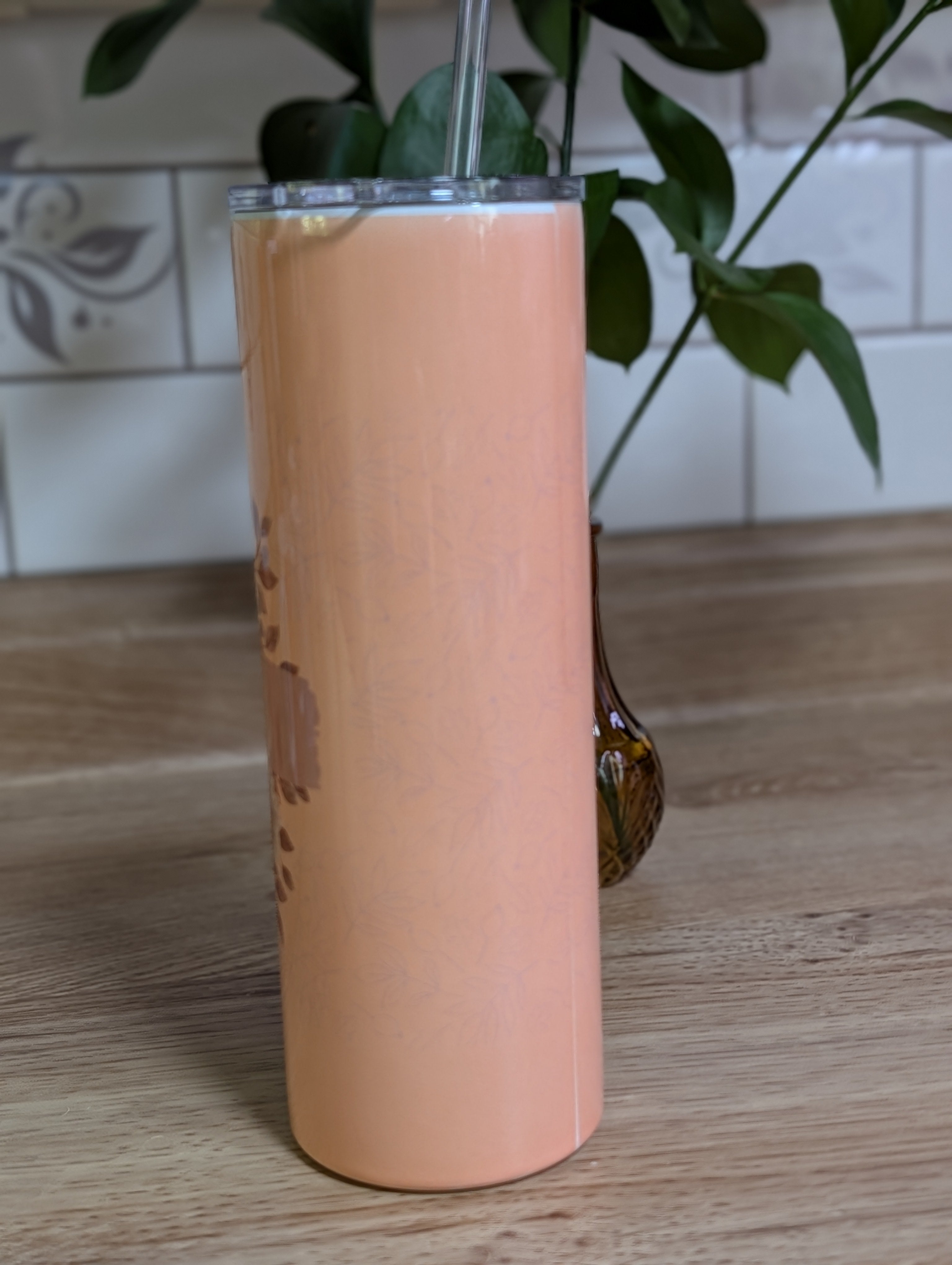 Personalized Fall Floral Tumbler side view