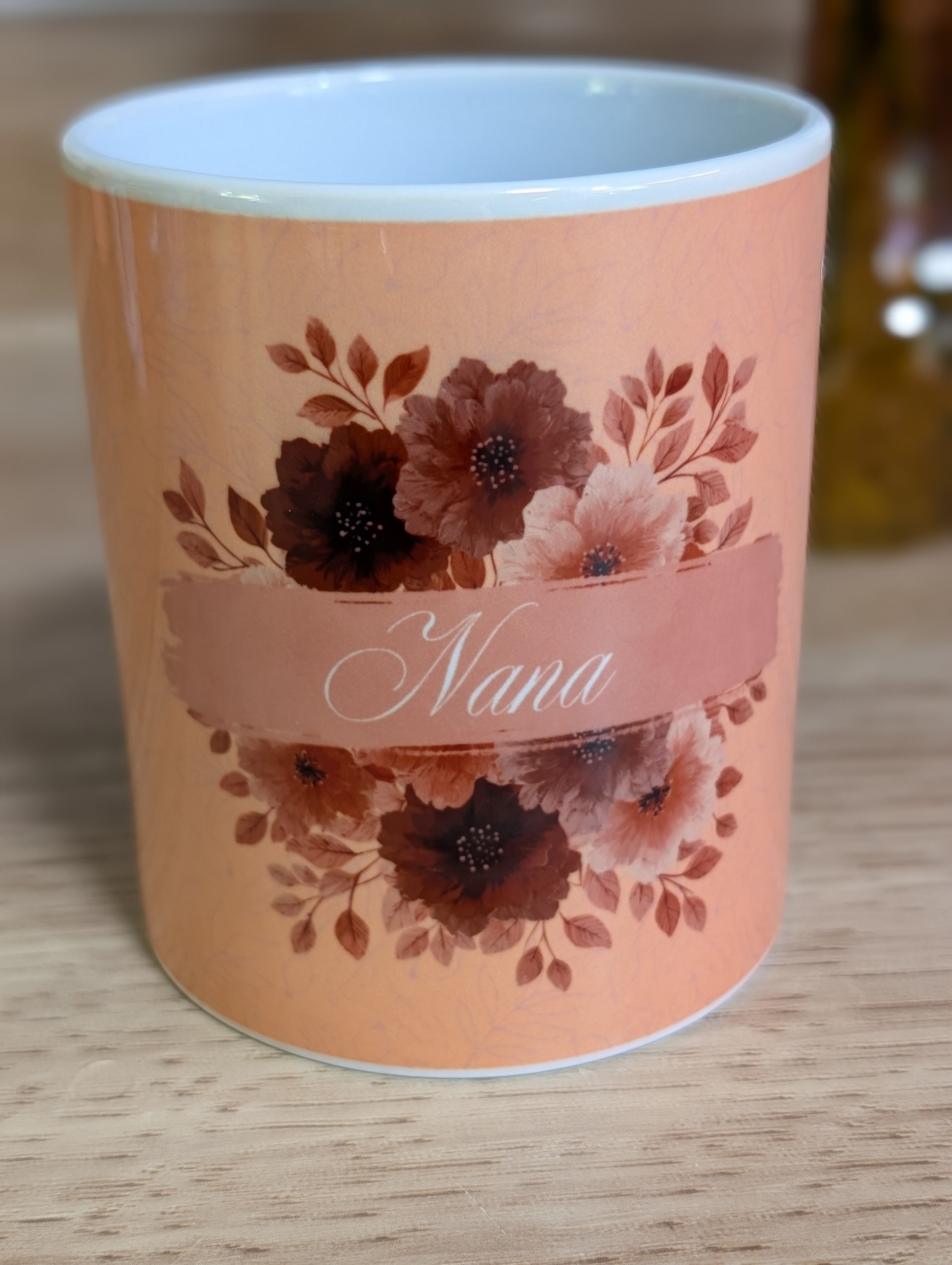 Personalized Fall Floral Mug close up