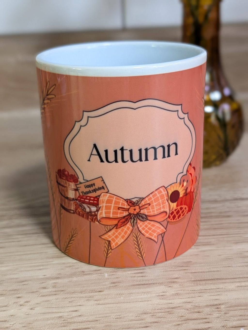 Personalized Fall Harvest Mug close up