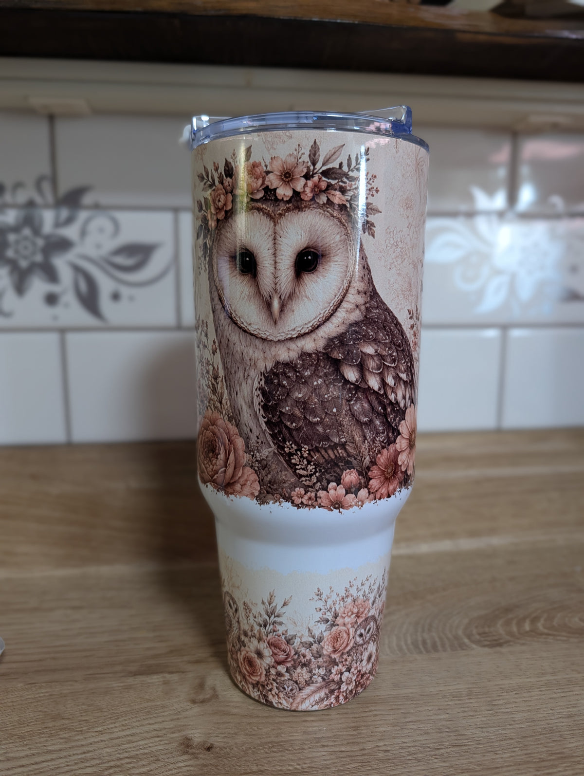 Blush Floral Owl 40oz Tumbler