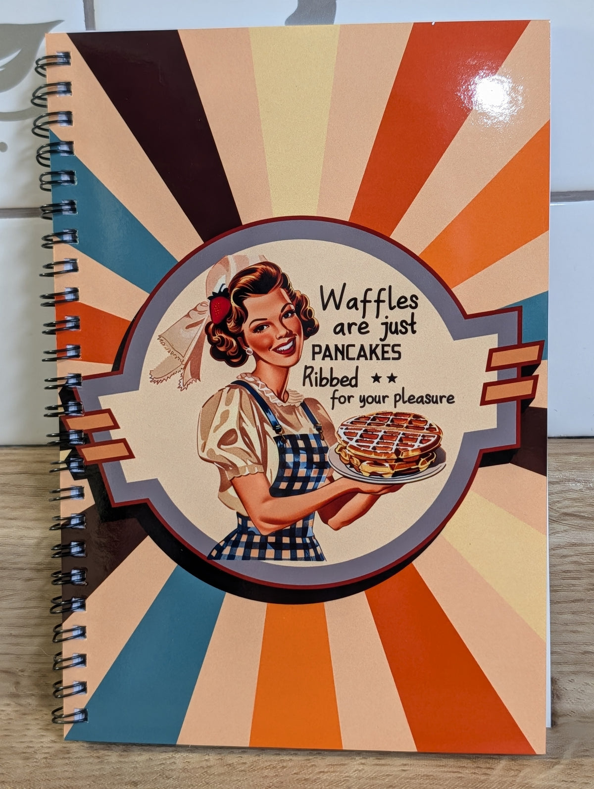Waffles Are Just Pancakes Spiral Notebook – Retro Humor, 120 Lined Pages