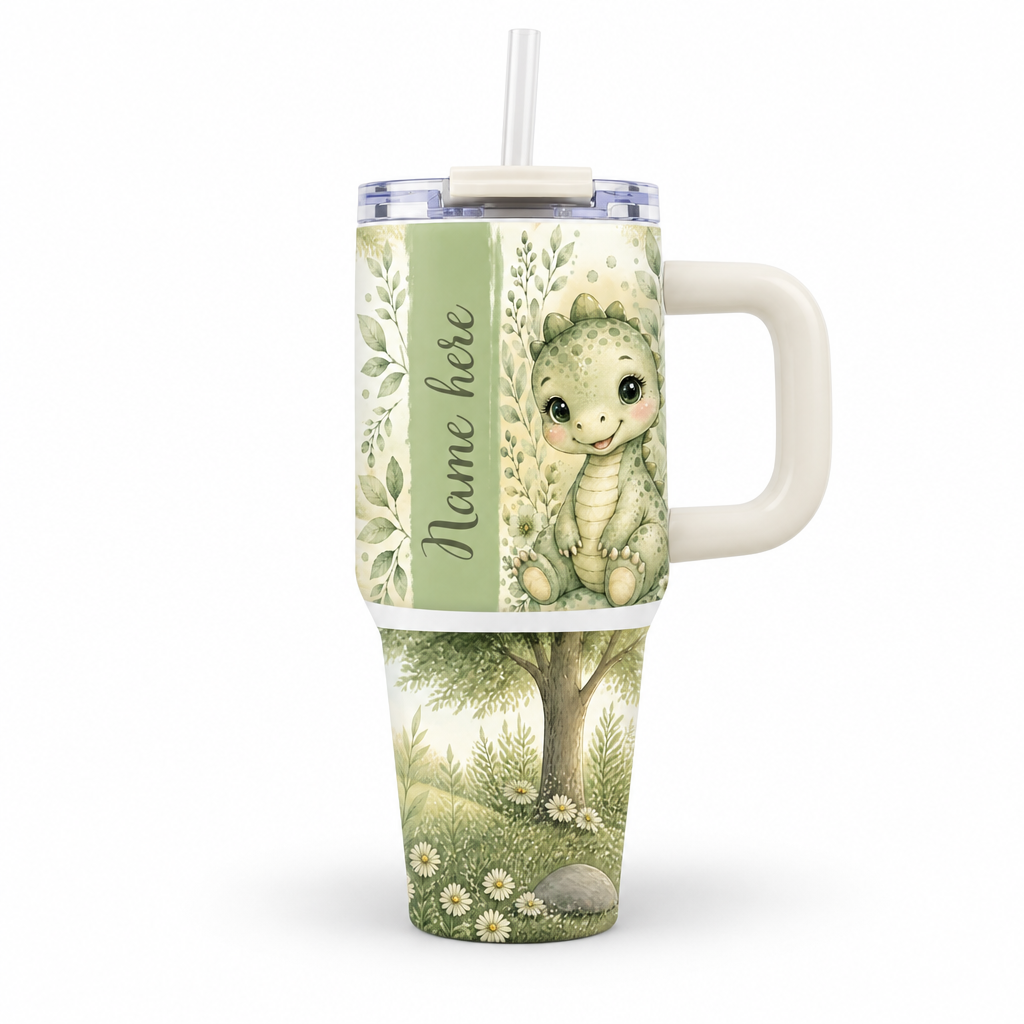 Dino tumbler mockup with white gap at taper