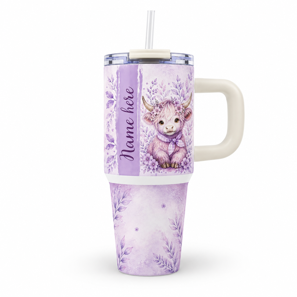 Highland cow tumbler mockup