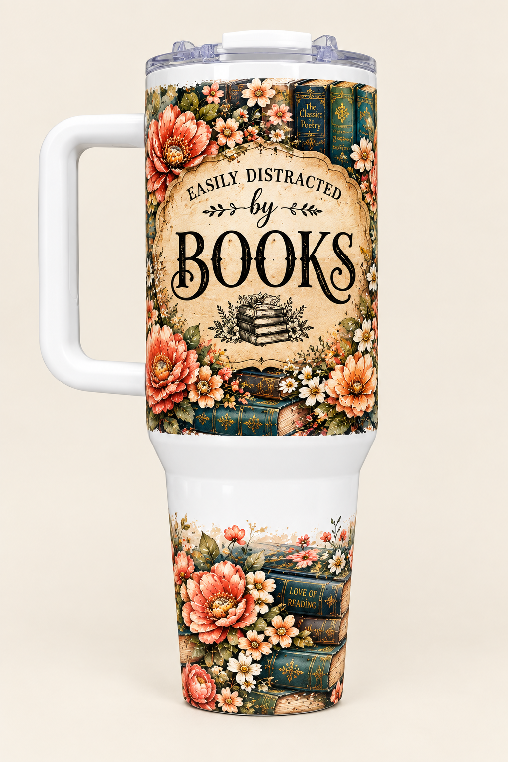 Book-themed tumbler product mockup