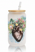 Frosted Glass Can Mockup – Floral Heart