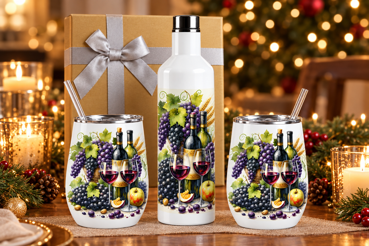 Grapes and wine lifestyle view in progress