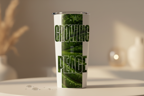 Growing in Peace tumbler mockup