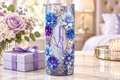 Jasmine blue and lavender floral tumbler lifestyle gift photo