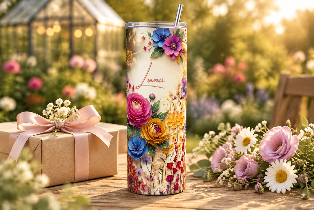 Luna garden bloom tumbler lifestyle photo