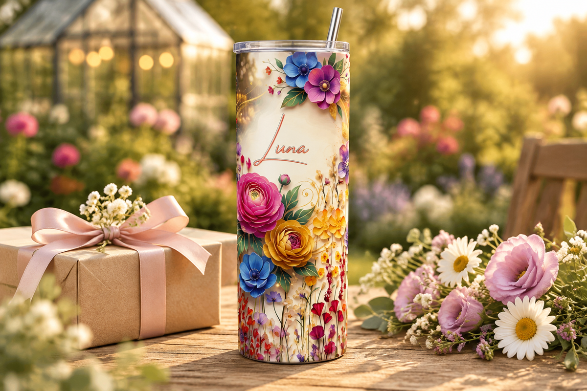 Luna garden bloom tumbler lifestyle photo