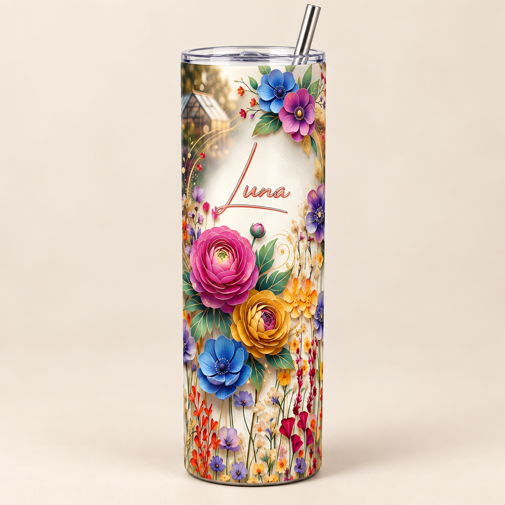 Luna garden bloom tumbler mockup