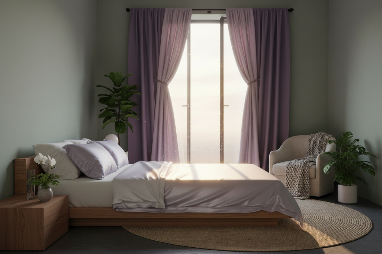 New Bedroom Background with Satin Bed