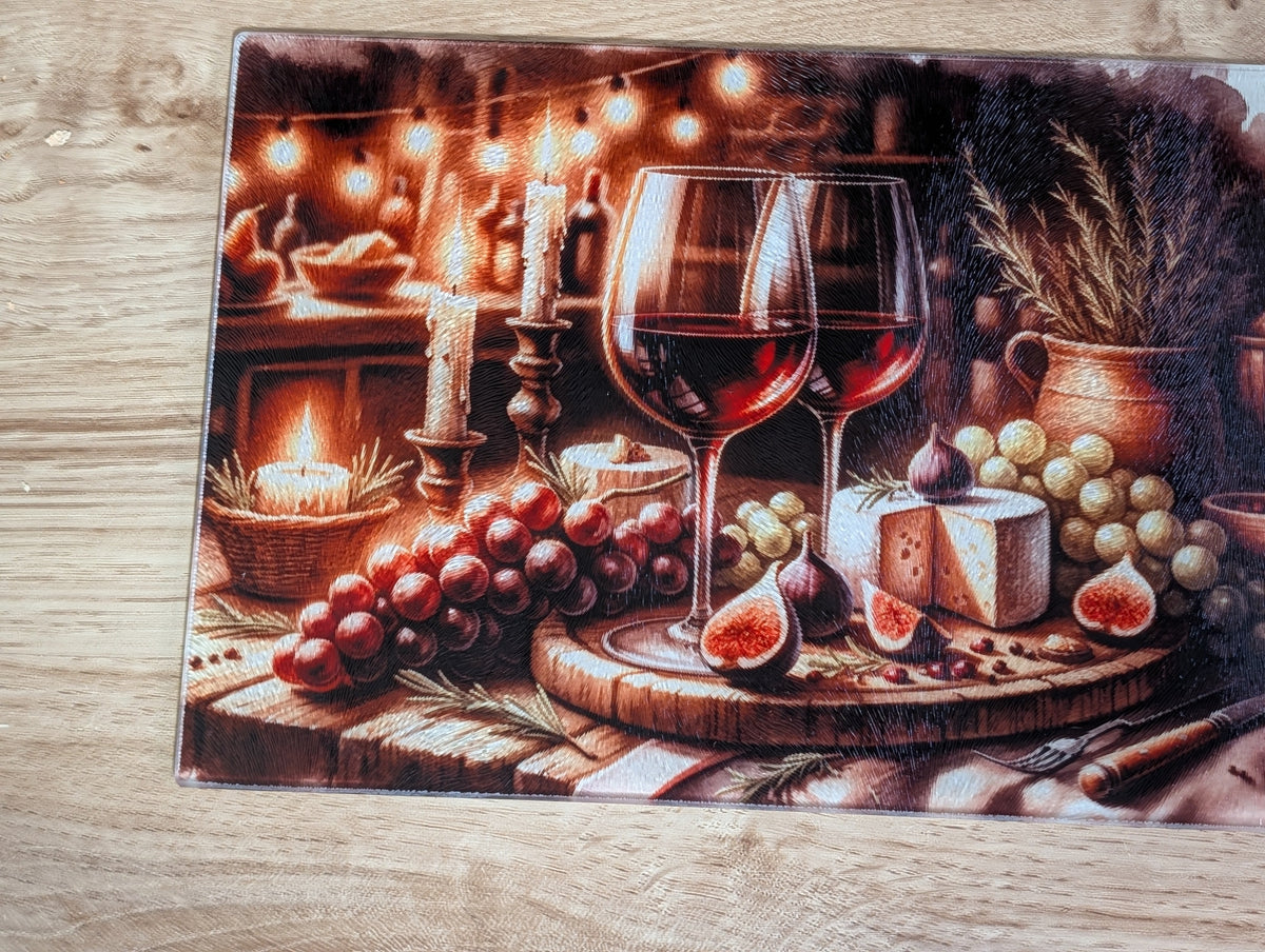 Fruit & Wine 11 × 8 Glass Cutting Board