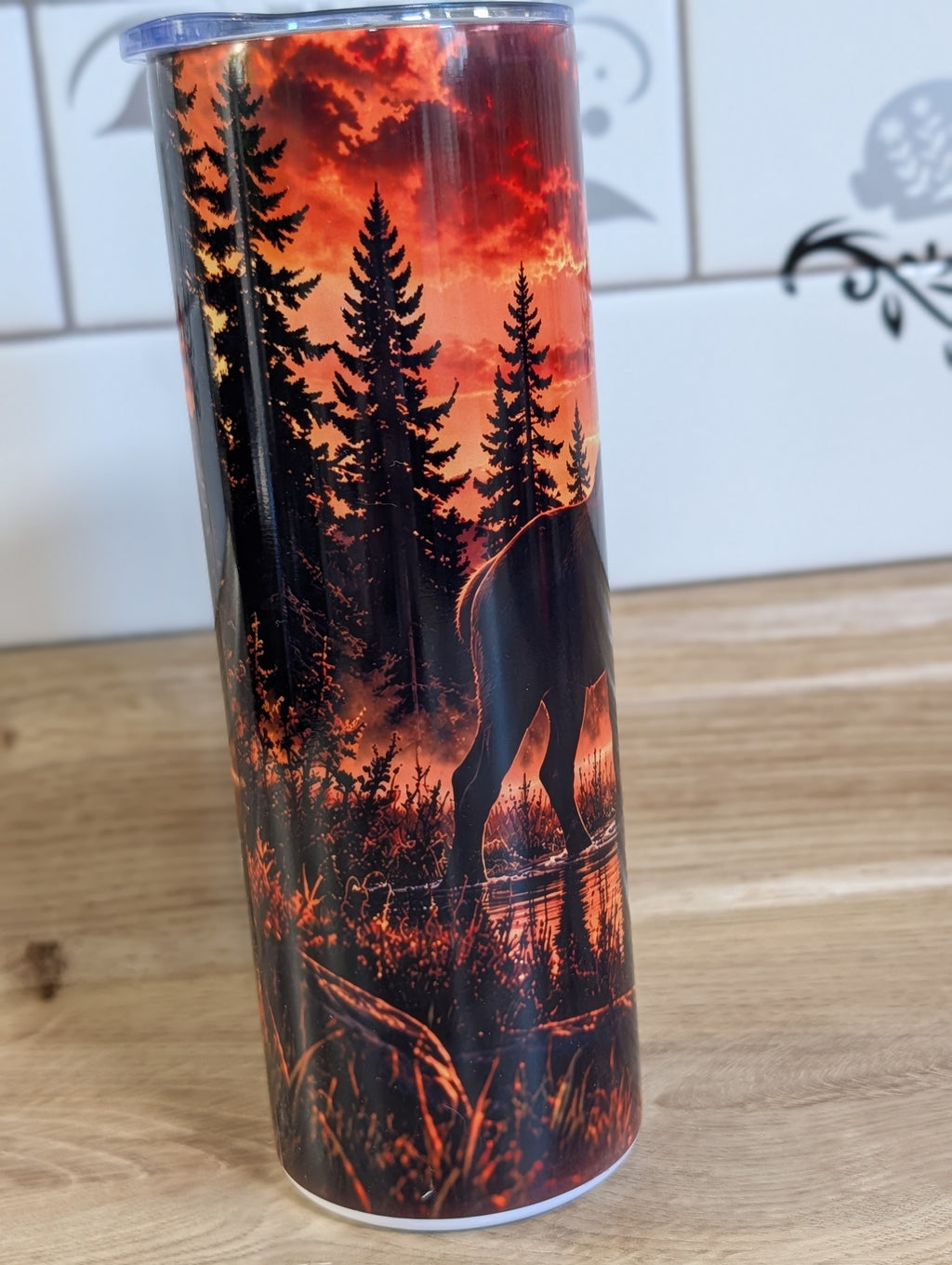 Sunset Moose Mountain Lake 20oz Skinny Tumbler