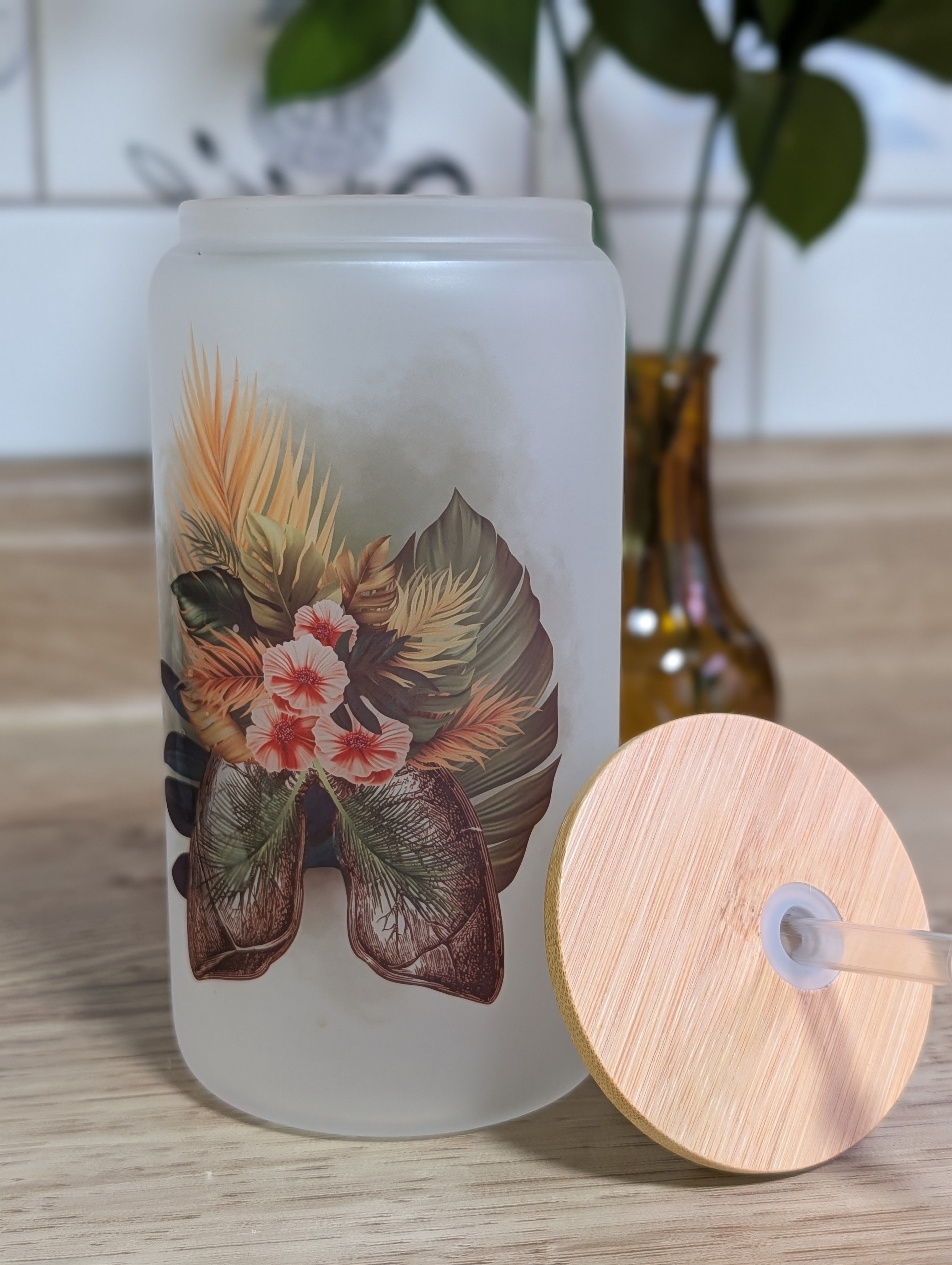 Blooming Lungs 16oz Frosted Glass Can