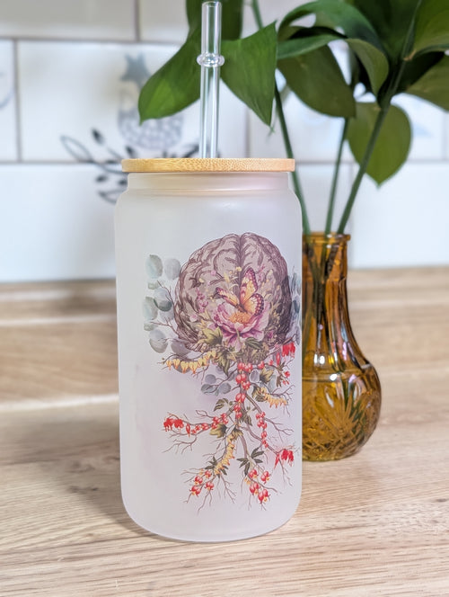 Blooming Brain 16oz Frosted Glass Can