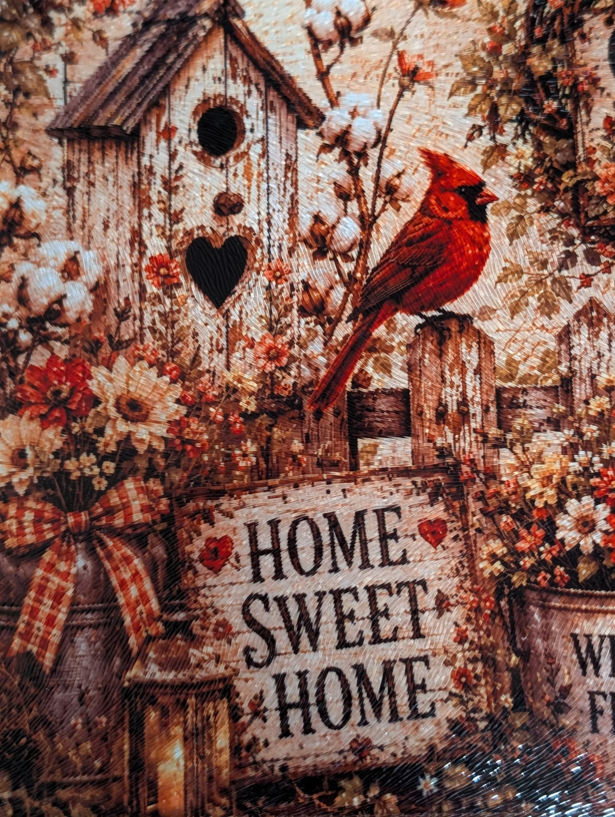 Country Cardinal 11 × 8 Glass Cutting Board