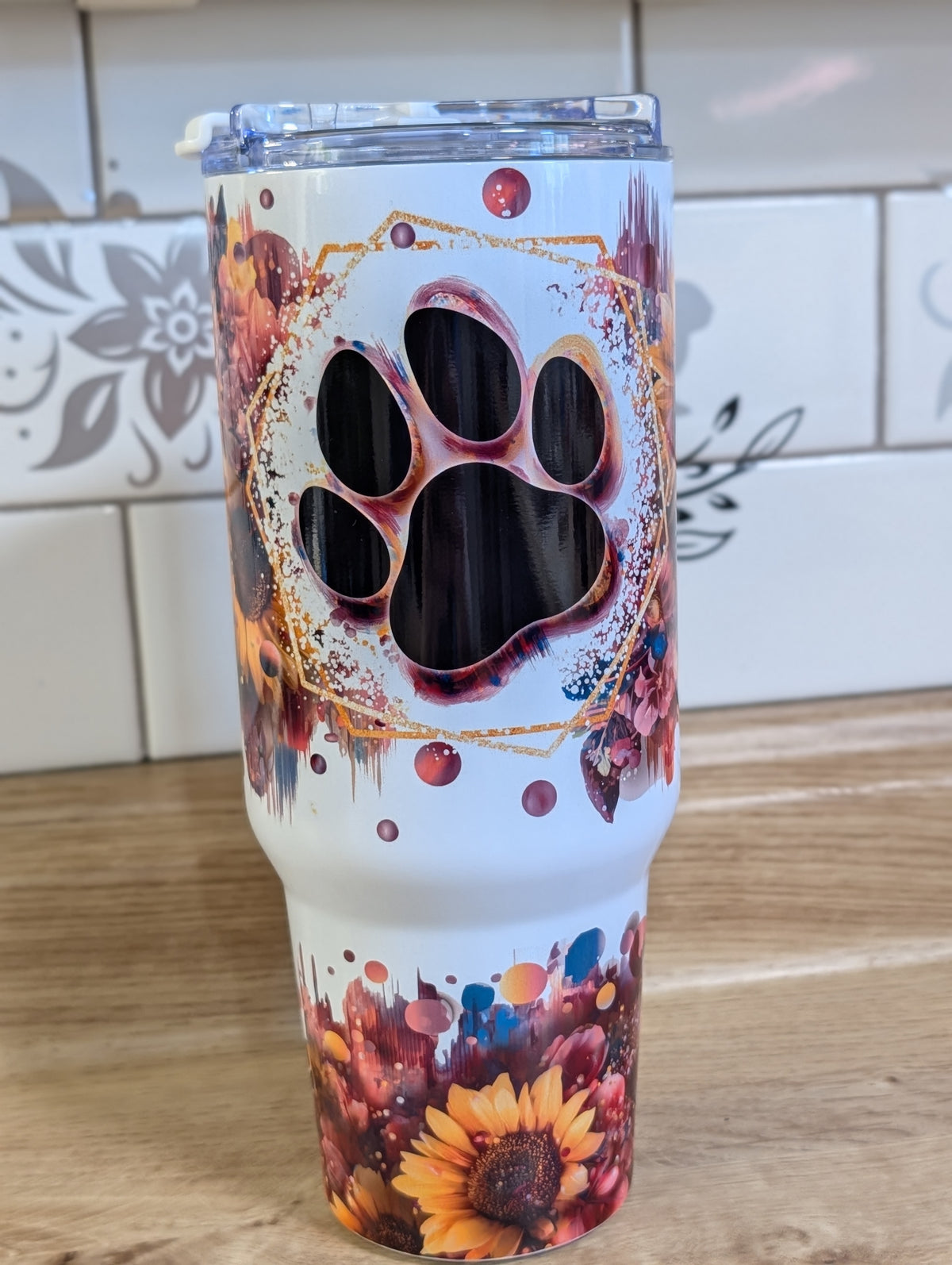 Sunflower Paw Print 40oz Tumbler
