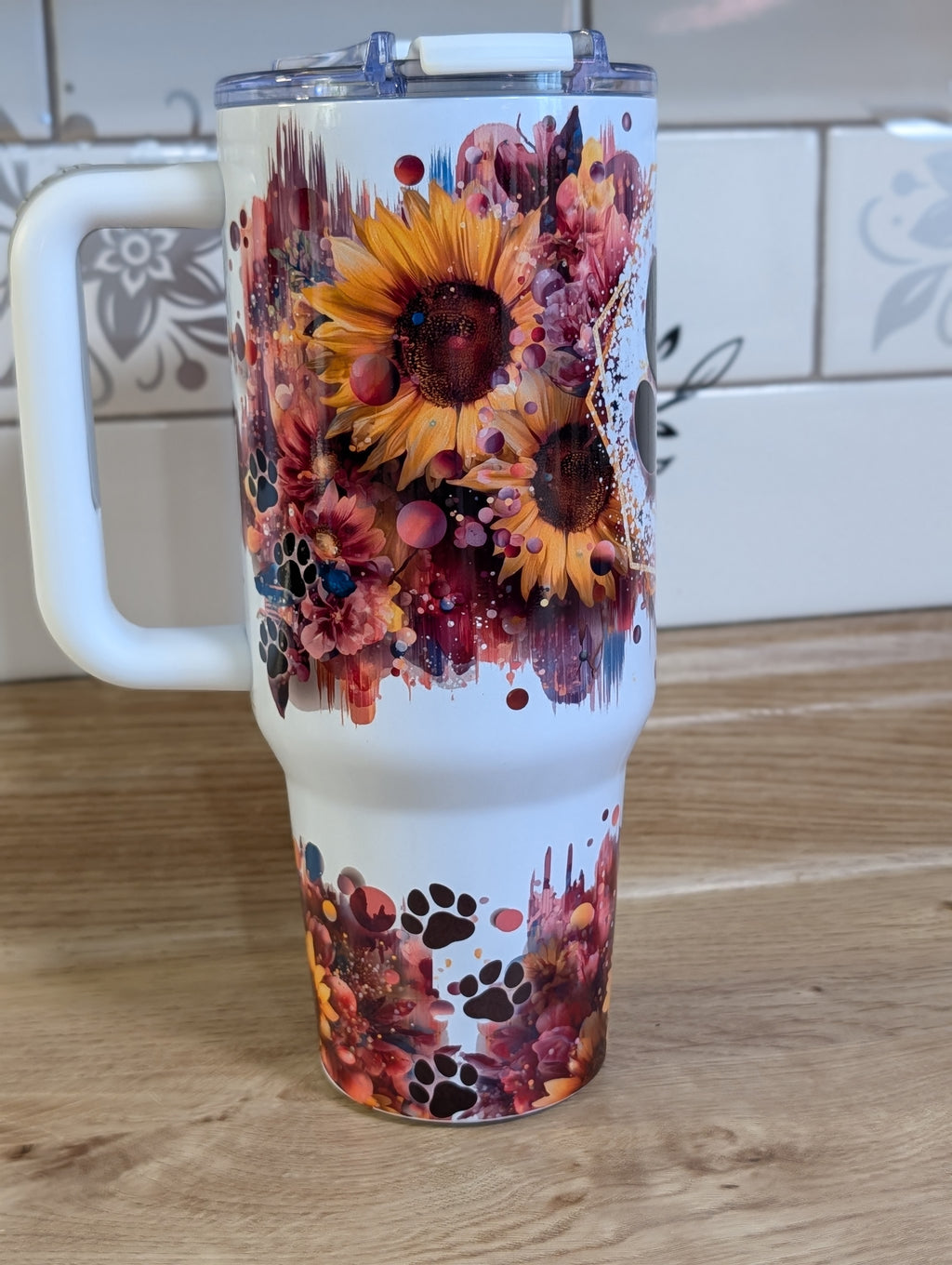 Sunflower Paw Print 40oz Tumbler