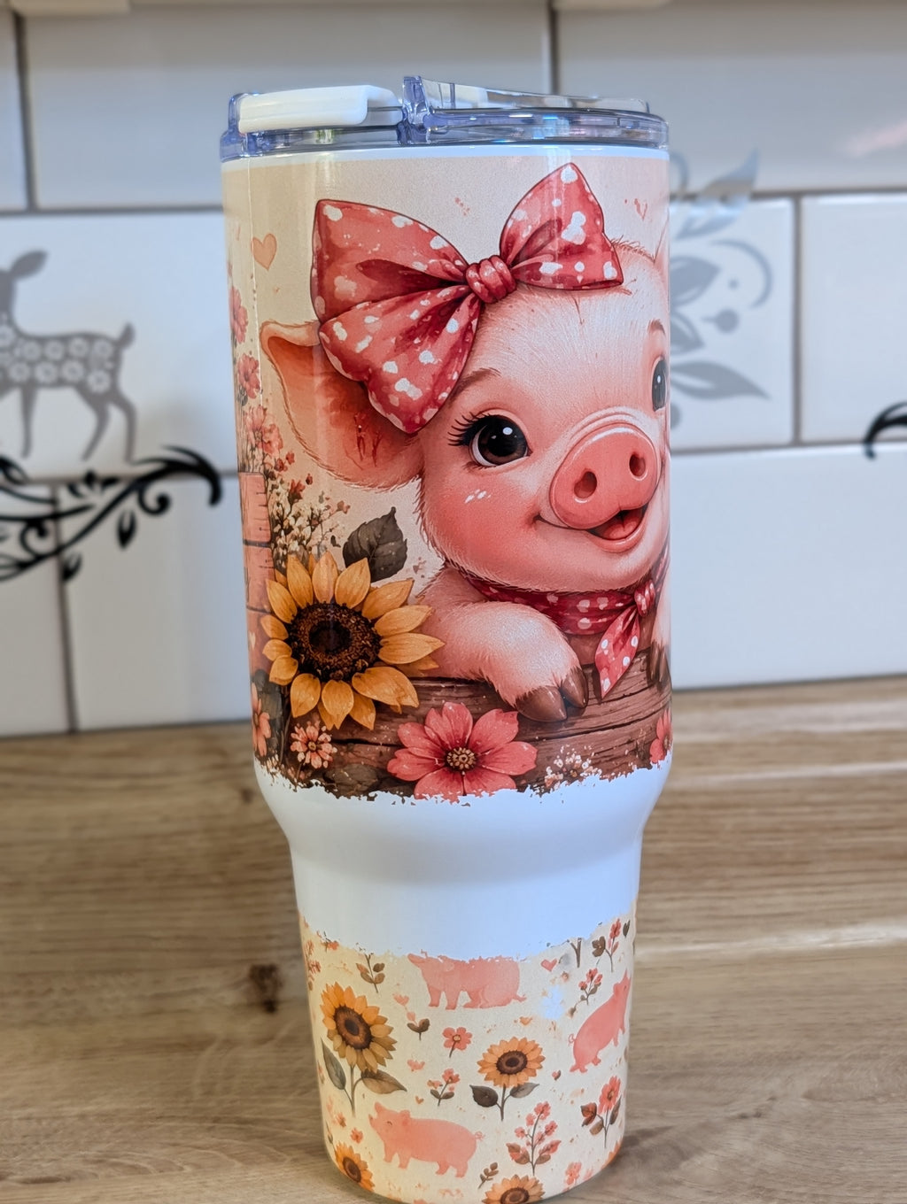 Piggy & Sunflowers 40oz Tumbler