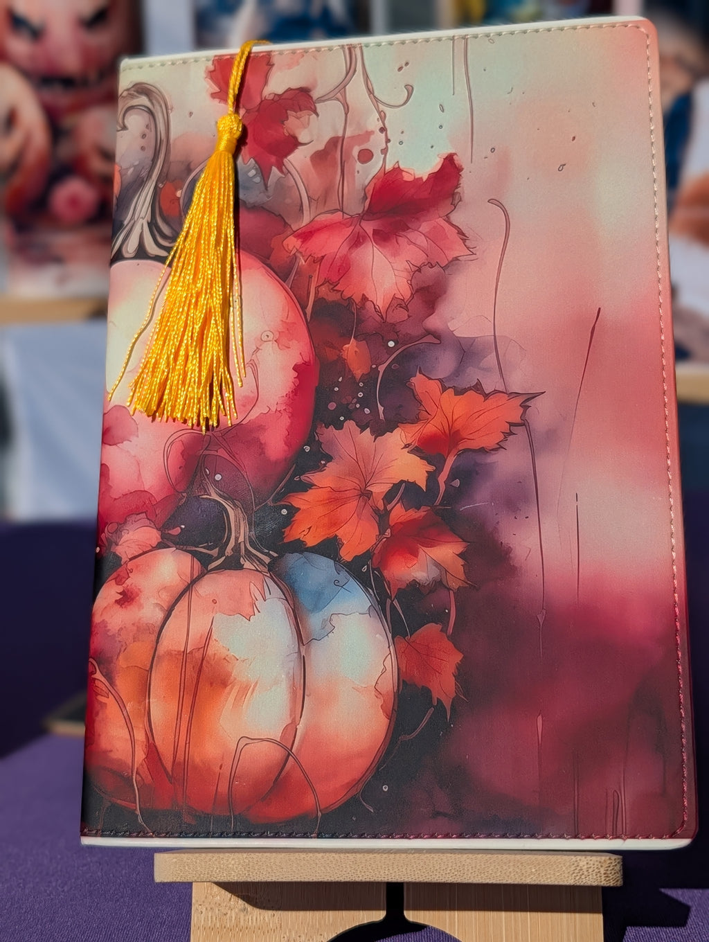Watercolor Pumpkin Journal – A5 Faux Leather Fall Notebook (190 Pages, Autumn Gift for Her)