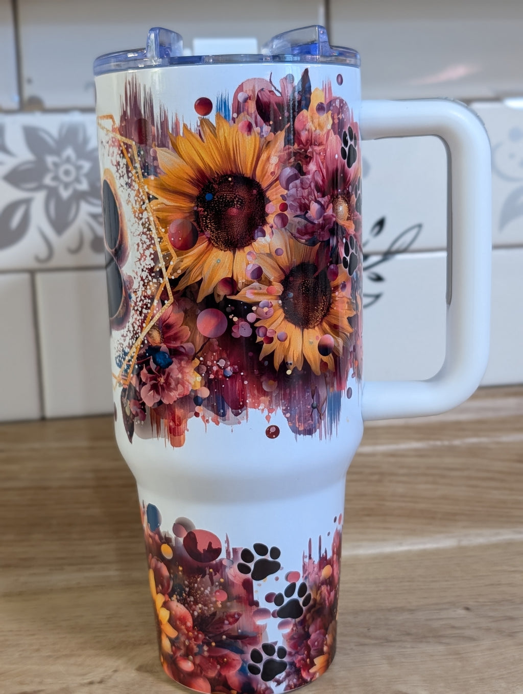 Sunflower Paw Print 40oz Tumbler