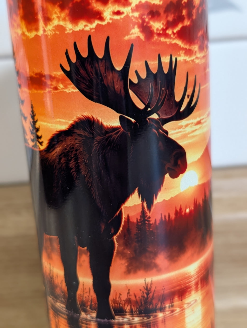 Sunset Moose Mountain Lake 20oz Skinny Tumbler