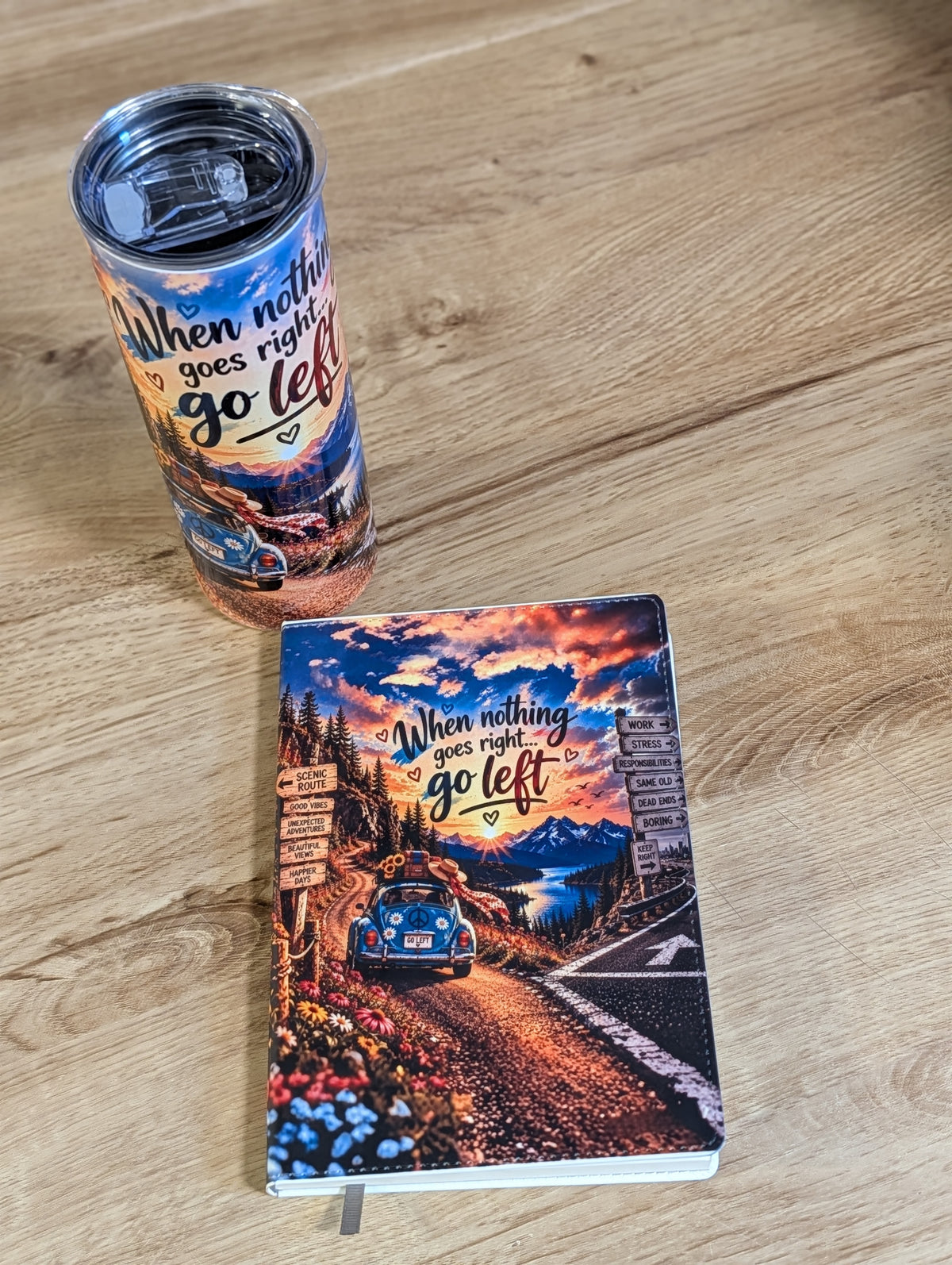 Go Left Scenic Route A5 Faux Leather Notebook
