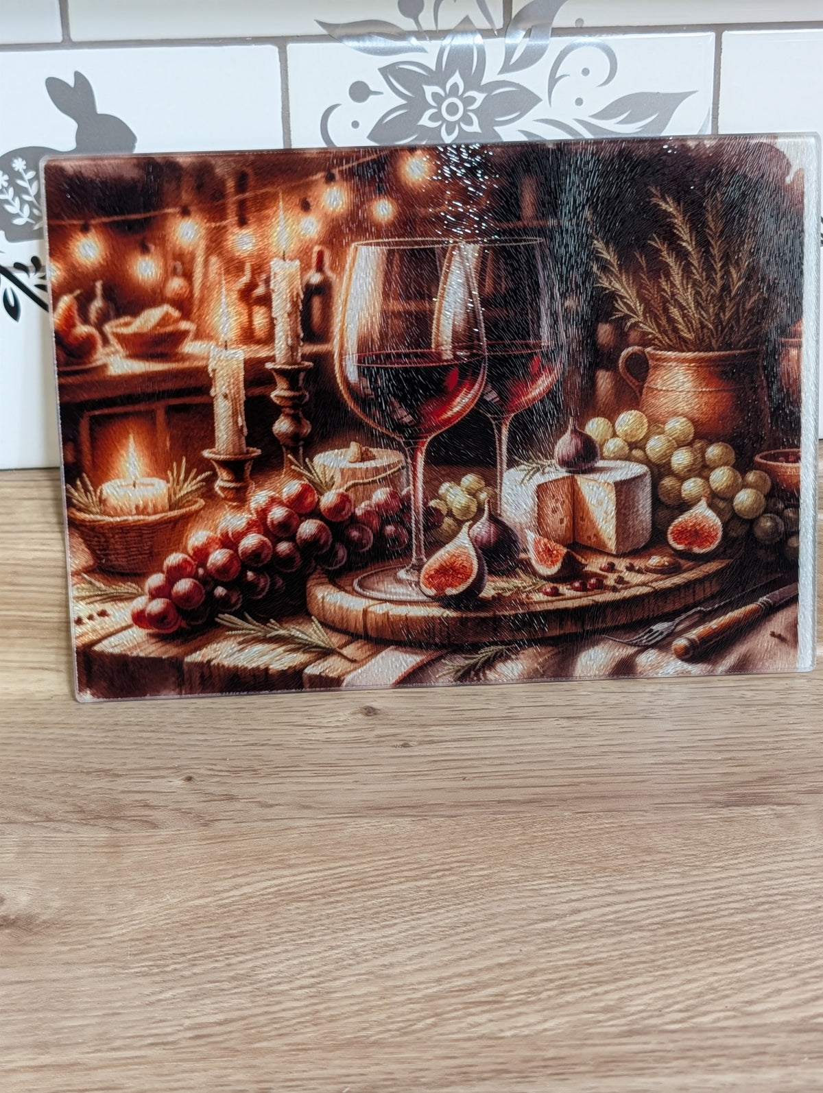 Fruit & Wine 11 × 8 Glass Cutting Board