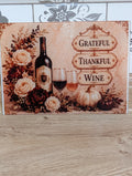 Grateful Thankful Wine 11 × 8 Glass Cutting Board