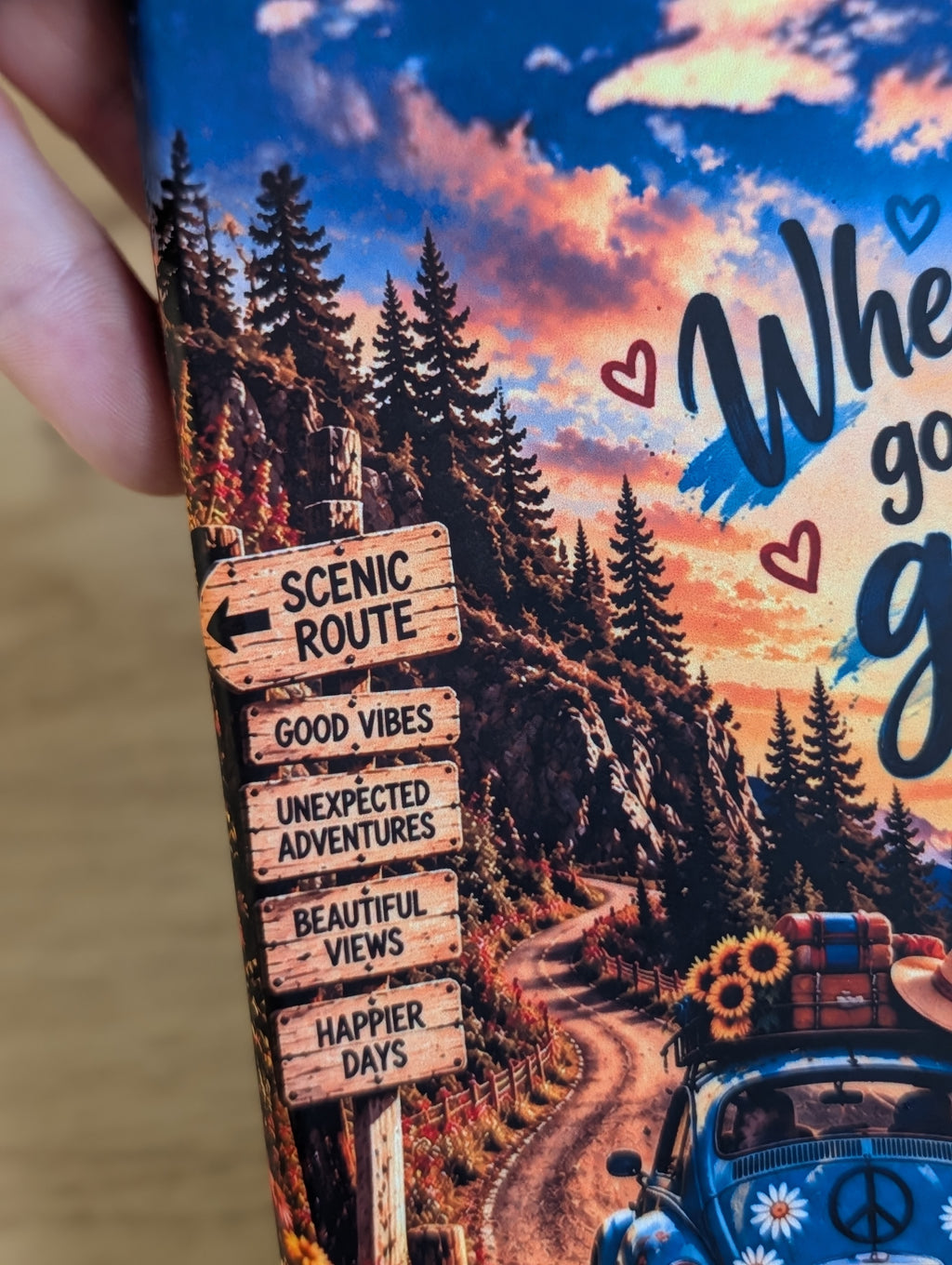 Go Left Scenic Route A5 Faux Leather Notebook
