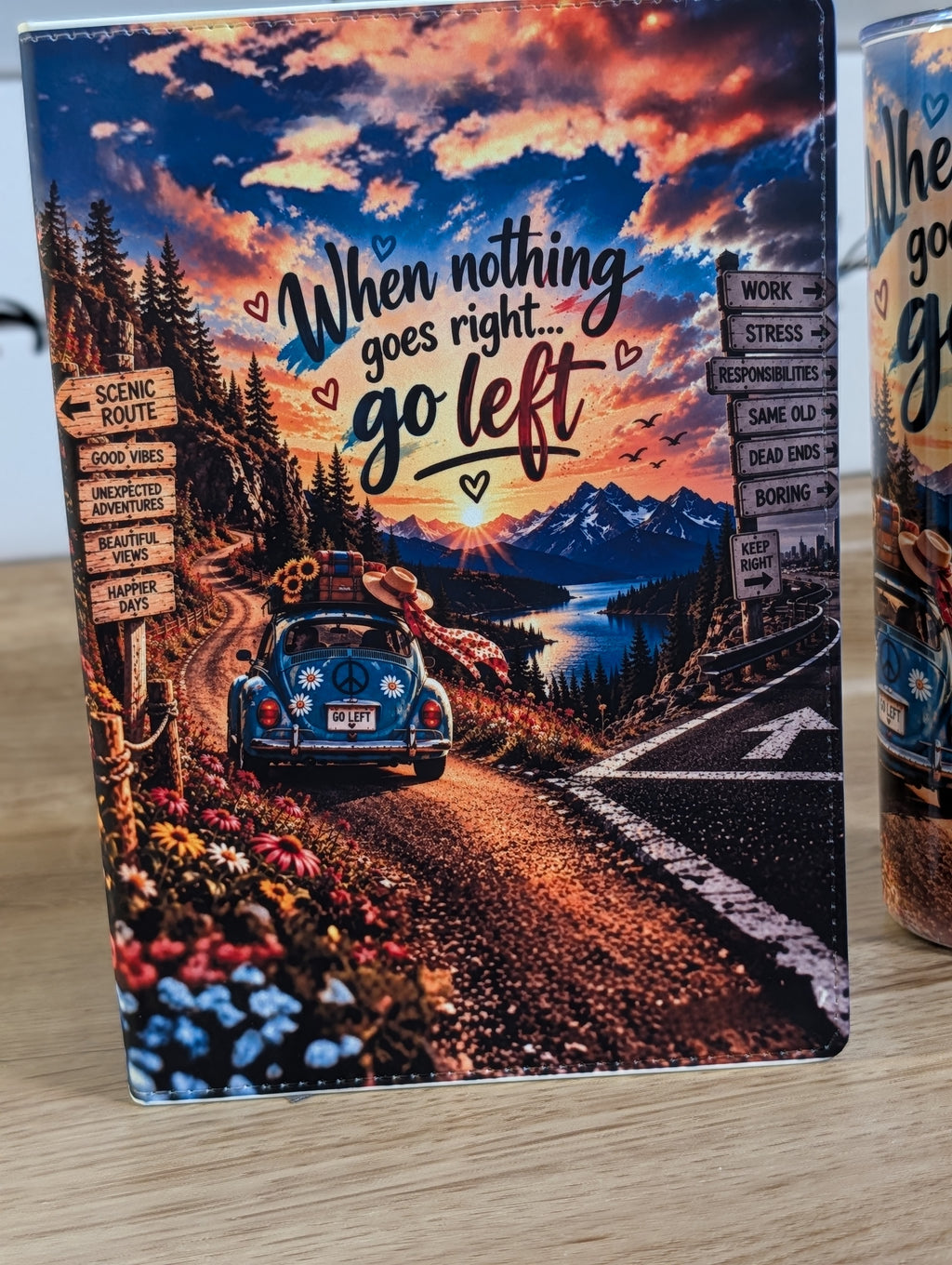 Go Left Scenic Route A5 Faux Leather Notebook