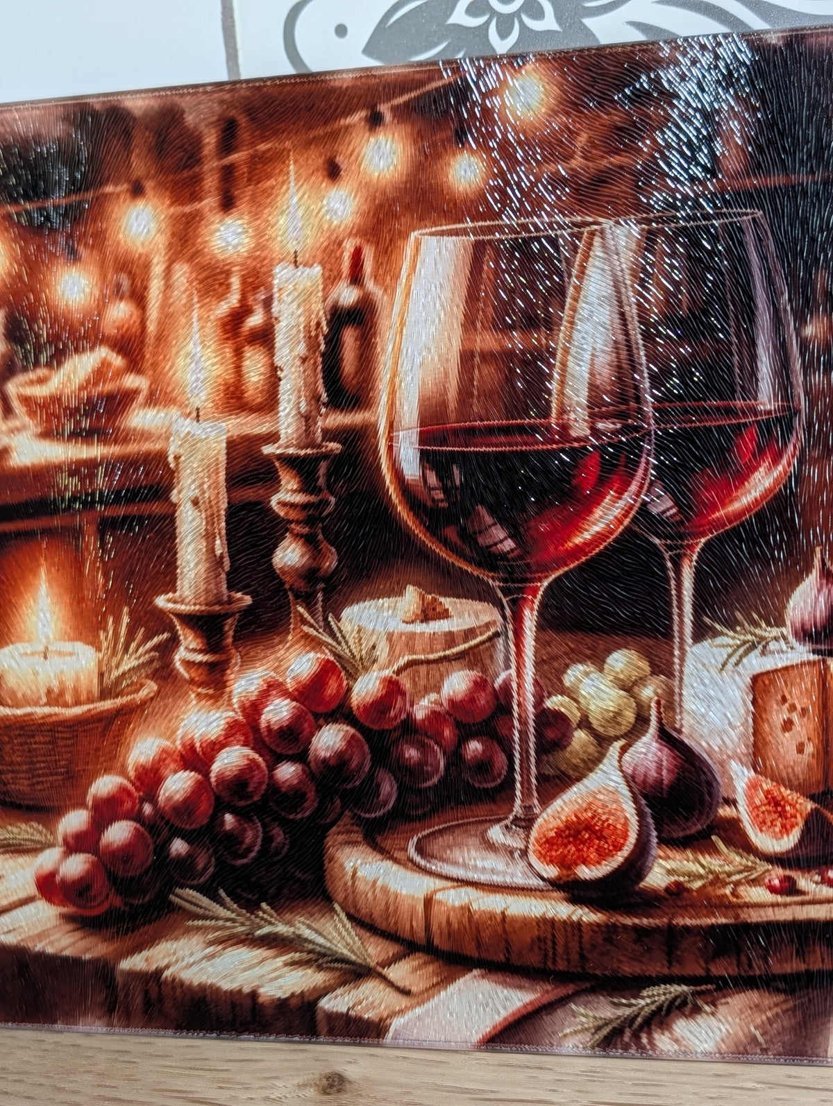 Fruit & Wine 11 × 8 Glass Cutting Board