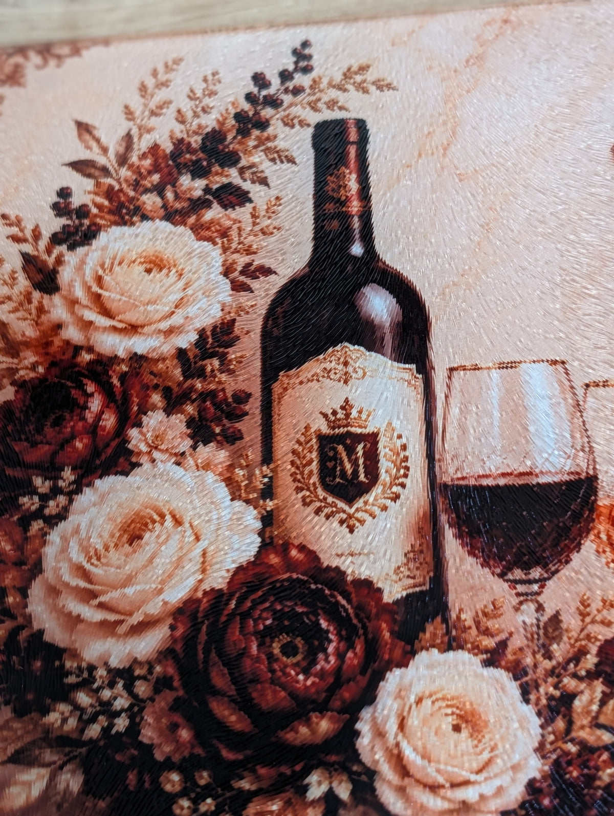 Grateful Thankful Wine 11 × 8 Glass Cutting Board