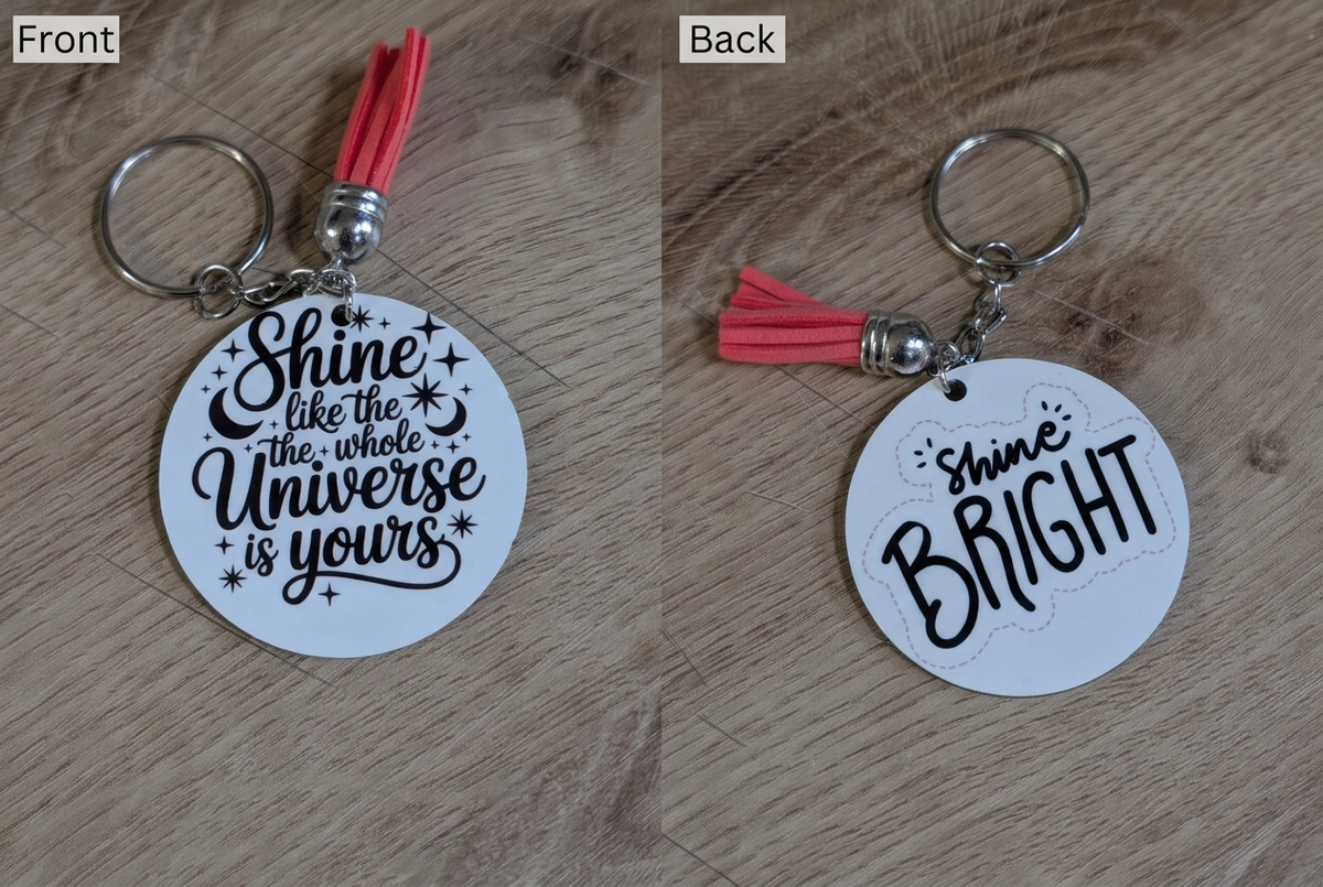 Shine keychain front and back