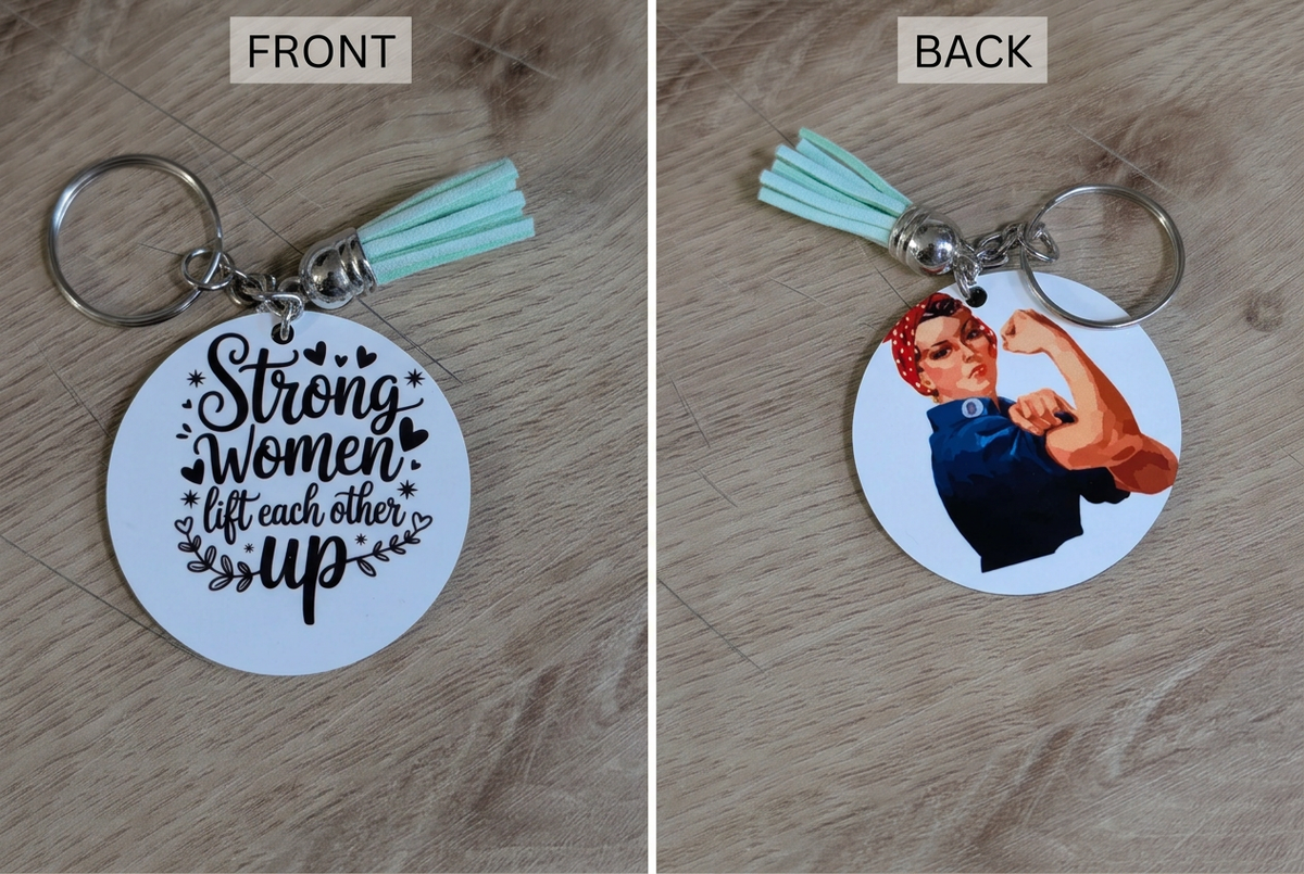 Strong Women keychain front and back